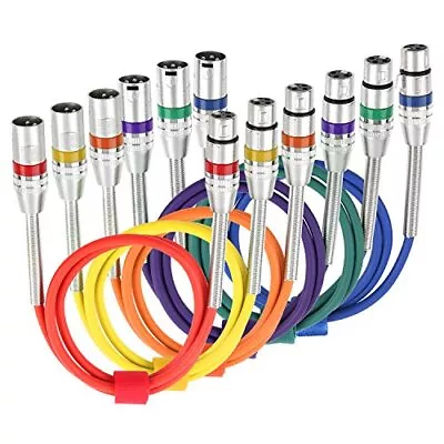 6 Pack Multi-Color XLR Patch Cables 3-Pin Balanced XLR Male To Female Microph... • $32.42