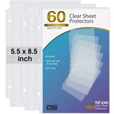 Heavyweight Sheet Protectors 5.5x 8.5inch Clear Page Protectors For Mini 3 Ring • $10.72