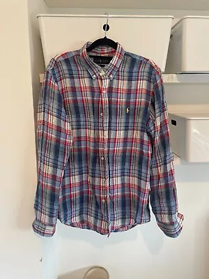 Ralph Lauren Shirt Mens Size Large Checked Cotton Slim Fit • £15.99