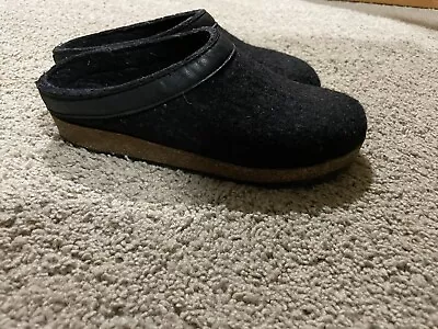 HAFLINGER GZL Grizzly Torben Black Wool Slipper Shoe Women's 39 / 9 • $25