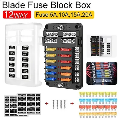 12 Way Blade Fuse Box Block 12V 32V Holder LED Indicator Car Auto Boat Marine AU • $33.99