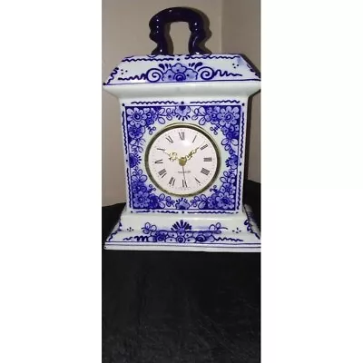 Delfts Blauw Holland Vintage Blue Porcelain Clock Mercedes • $39