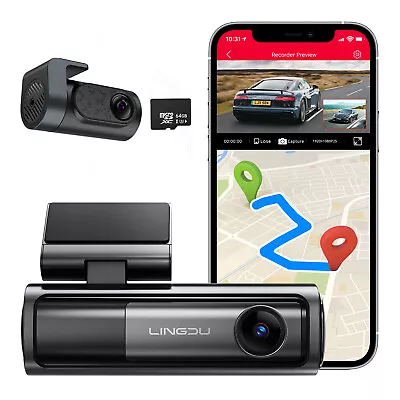 LINGDU LD06-2CH 5K Dual Dash Cams 4K+2K ＆Free 64GB Card 5GHz WiFi GPS WDR Camera • $222.65