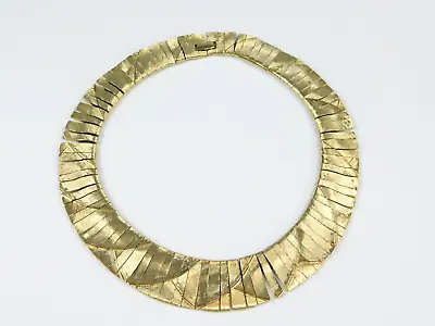 VTG LES BERNARD Egyptian Revival CLEOPATRA Runway 18  Collar Necklace Gold Tone • $89.99