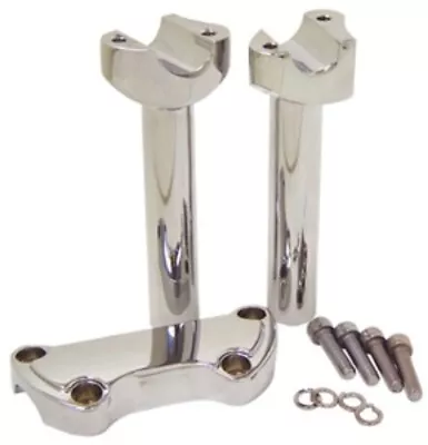 Mid USA Chrome 6  Straight Handlebar Risers Top Clamp Kit Harley Softail Dyna • $91.45