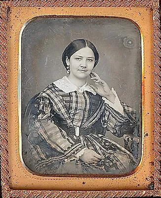 Nicely Posed Pretty Young Lady Touching Face Gold 1/9 Plate Daguerreotype S593 • $71.25
