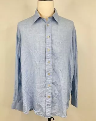 Burberry London Light Blue Linen Long Sleeve Button-Up Shirt Size XL • $25