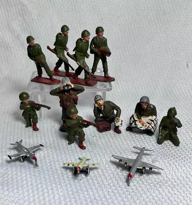 Vtg Lead Military Soldiers Figures And Miniature Made In Japan Plane Lot • $29.95