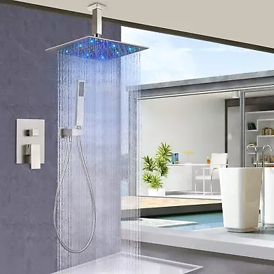 Ceiling Mounted Shower Faucet Set Rain Shower Head Combo Kit With Mixing Valve • $89