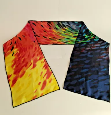 Beautiful Multi Colored Silky Scarf Approx. 58  Long • $11