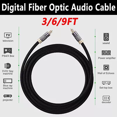 FosPower Braided Toslink Digital Fiber Optic Optical Audio Cable SPDIF Dolby DTS • $9.59