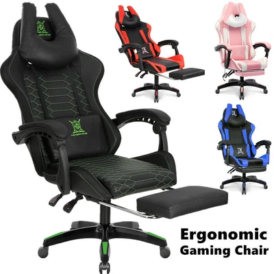 $137 • Buy Massage Gaming Office Chair Racing Executive Footrest Computer Seat PU Leather