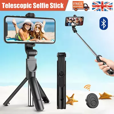 Telescopic Selfie Stick Bluetooth Tripod Monopod Phone Holder For IPhone Android • £5.99