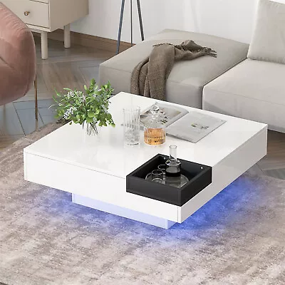 LED Coffee Table With Light High Gloss Center Cocktail Tables Modern Living Room • $189.99