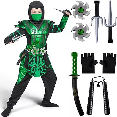 Syncfun Green Ninja Costume For Kids Ninja Halloween Themed Parties Dress • $47.99