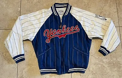 Vtg Mirage New York Yankees MLB Jacket Cooperstown Pinstripe Size L • $99.99