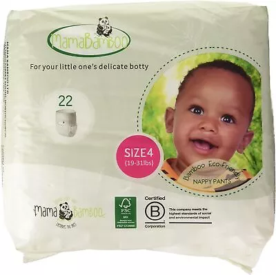 Mama Bamboo Mama Bamboo Eco Nappy Pants - Size 4+ (Medium Plus) 830g-10 Pack • £71.31