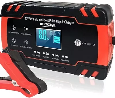 12V/24V 8Amp Car Battery Charger - Automatic Smart Battery Charger • £19.88