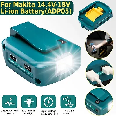 Dual USB Power Source Charger Li-ion Battery Adapter For Makita 14.4-18V W/LED • $18.48