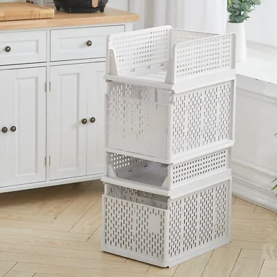 Wardrobe Closet Storage Basket Stackable Drawer Units Organizer Clothes Boxes • £6.94