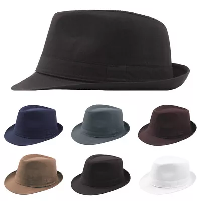 Unisex Straw Jazz Fedora Hat Trilby Cuban Sun Cap Panama Short Brim Hat Outdoor♡ • $4.33