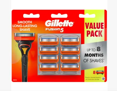 $25 • Buy Gillette Fusion 5 Razor Orange Blades 8 Pack  Made In Germany New & Sealed 
