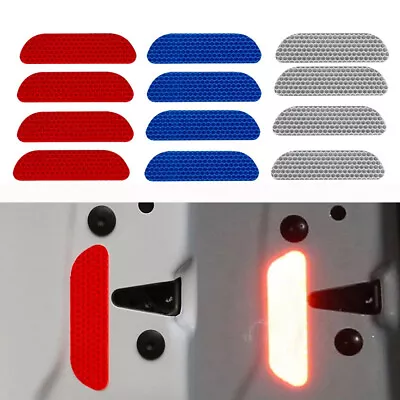 4pcs Reflective Tape Car Door Warning Safety Mark Stickers Decal Accessories • £3.25