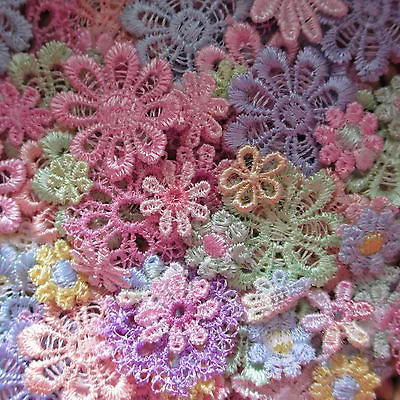 Assorted PASTEL 10-25mm Guipure Lace Daisy Motifs Sew On Flower Appliques • £3.30