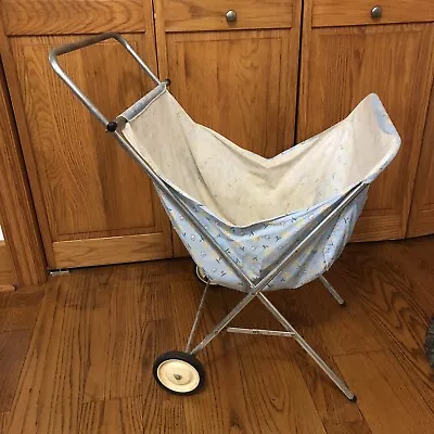 Vtg 40 S-50 S Collapsable Metal Laundry Cart W/ Old Floral Cotton FabricVtg 40 S • $88.88