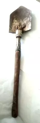 Vintage Military Folding Shovel Trenching Tool Wood Handle Metal Head (READ!) • $15