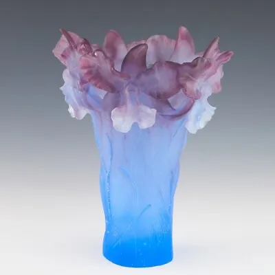 Daum Pate De Verre Vase Bearded Irises • £2475