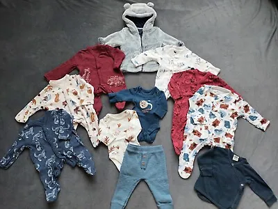 Baby Boy 0-3 Months Animal Outfit Bundle Babygrows Vests Trousers Jumper  • £9.99