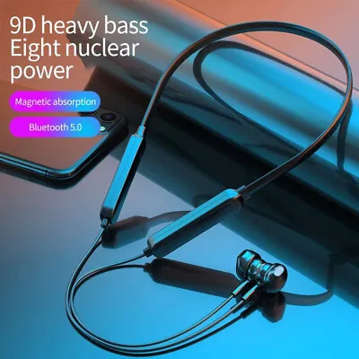 Magnetic Bluetooth 5.0 Wireless Neckband Earphones Headphones Handsfree Headset • £4.99