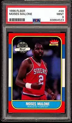 Moses Malone Card 1986-87 Fleer #69 PSA 9 • $75