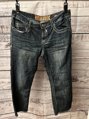 $14.95 • Buy Hydraulic Jeans Lola Crop Capri Low-Rise  Embellished Womens 11/12 Rough Hem