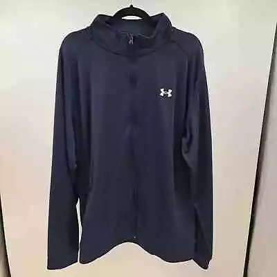 Under Armour Mens XXL Full Zip Long Sleeved Track Jacket Pockets Navy Casual • $19.99