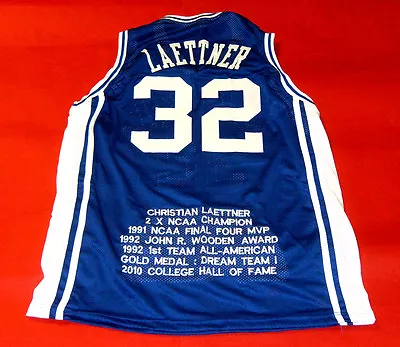 Christian Laettner Custom Duke Blue Devils Stat Jersey Read Note • $125.44