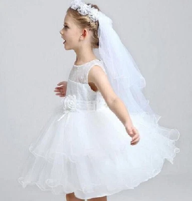 £2.96 • Buy New Flower Girl Children White Pink Hair Head Lace Veil Garland Headband Tiara