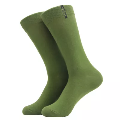 Mens Cotton Sock Warm Fashion Bright Solid Color Weekly Casual Dress Socks 9-12 • $3.26