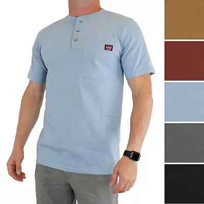 Wrangler Workwear Men's Henley Shirt Short Sleeve Casual Fit One Pocket 55179 • $17.99