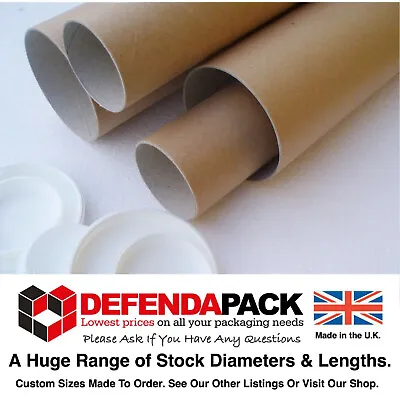 50mm (2”) WIDE DIAMETER POSTING POSTAGE CARDBOARD POSTAL TUBES  - A4 A3 A2 A1 A0 • £10.97