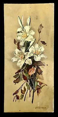 $119.94 • Buy Bouquet Of White Lilies Vintage Original Painting Canvas Board Signed 11 X 24