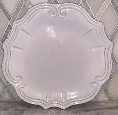 Vietri Incanto Stone Baroque White Scroll Contemporary Plate 8 5/8” Round • $34.99