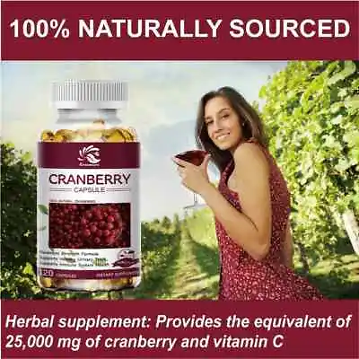 New ! Cranberry Supplement Equivalent Of 25000 Mg Of Cranberries And Vitamin C • £18.80