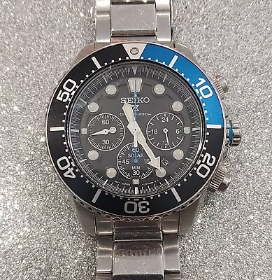 Seiko V175 0ad0 Chronograph Solar Watch Prospex Air Divers Black And White Dial • £249