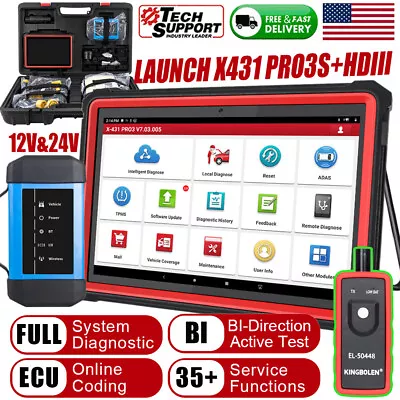 LAUNCH X431 PRO3S+ HD3 OBD2 Scanner Bidirectional Diagnostic Tool ECU Key Coding • $1999