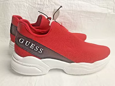 Womens Red GUESS Lakelee Stretch Knit Sneakers Shoes Size 9 • $23.06