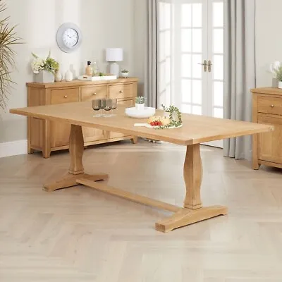 Solid Limed Oak Refectory Dining Table – 2.4m Length – Seats 8 To 10-Dining LR24 • £749
