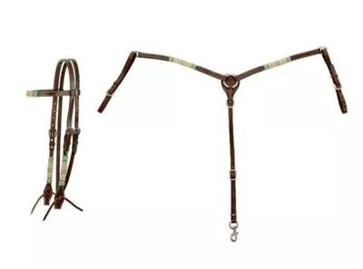 Circle Y Day Money Breast Collar Or Headstall Leather Turq Rawhide 1021-20-SC • $114.95