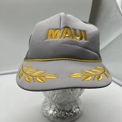 Maui Foam & Mesh Captains Rope Hat Hawaii Hawaiian Vintage Snapback Pre-owned • $9.47